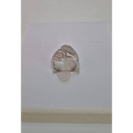 ANELLO A Fascia Da Donna In ORO BIANCO 18 Karati 750% Sfaccettato E Diamantato