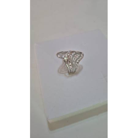 ANELLO A Fascia Da Donna In ORO BIANCO 18 Karati 750% Sfaccettato E Diamantato