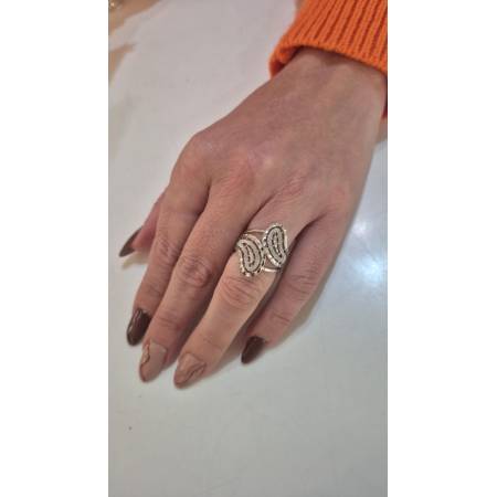 ANELLO A Fascia Da Donna In ORO BIANCO 18 Karati 750% Sfaccettato E Diamantato