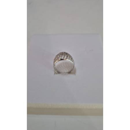 ANELLO A Fascia Da Donna In ORO BIANCO 18 Karati 750% Sfaccettato E Diamantato