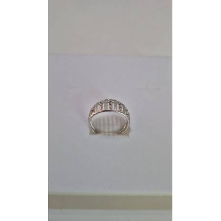 ANELLO A Fascia Da Donna In ORO BIANCO 18 Karati 750% Sfaccettato E Diamantato