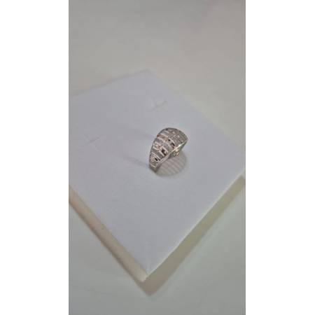 ANELLO A Fascia Da Donna In ORO BIANCO 18 Karati 750% Sfaccettato E Diamantato
