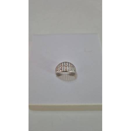ANELLO A Fascia Da Donna In ORO BIANCO 18 Karati 750% Sfaccettato E Diamantato