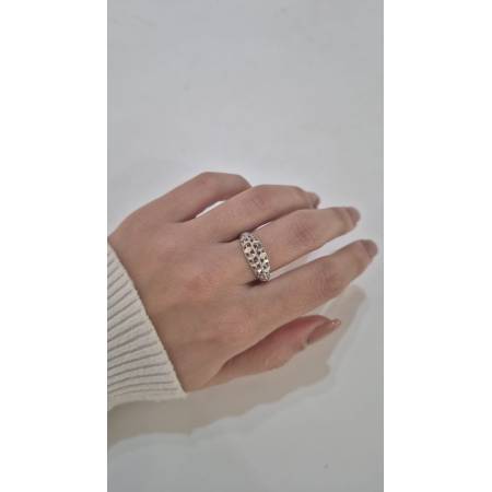 ANELLO A Fascia Sottile Da Donna In ORO BIANCO 18 Karati 750% Lucido Diamantato