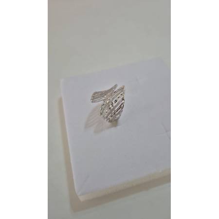 ANELLO Fascia Larga Donna In ORO BIANCO 18 Karati 750% Diamantato E Sfaccettato