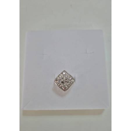 ANELLO Forma A Rombo Da Donna In ORO BIANCO 18 Karati 750% Diamantato E Lucido