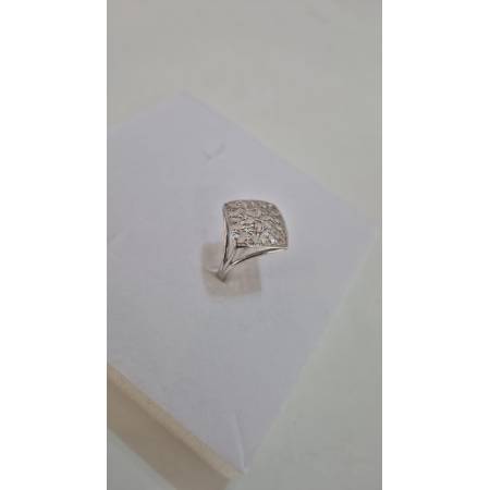 ANELLO Forma A Rombo Da Donna In ORO BIANCO 18 Karati 750% Diamantato E Lucido