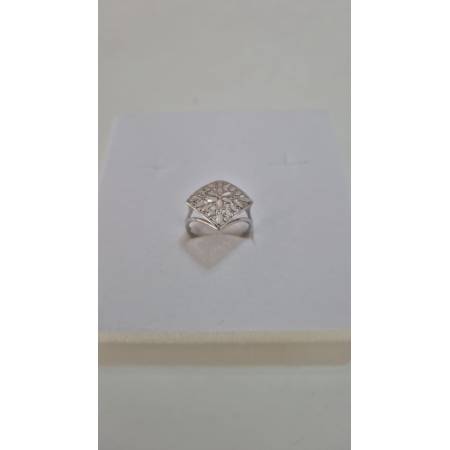 ANELLO Forma A Rombo Da Donna In ORO BIANCO 18 Karati 750% Diamantato E Lucido