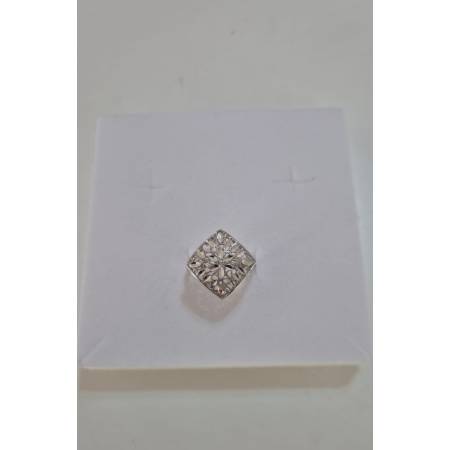 ANELLO Forma A Rombo Da Donna In ORO BIANCO 18 Karati 750% Diamantato E Lucido