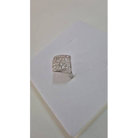 ANELLO Forma A Rombo Da Donna In ORO BIANCO 18 Karati 750% Diamantato E Lucido