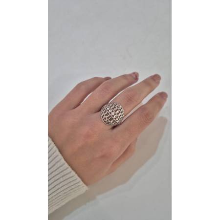 ANELLO Fascia Larga Da Donna In ORO BIANCO 18 Karati 750% Diamantato E Lucido