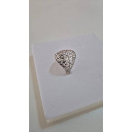 ANELLO Fascia Larga Da Donna In ORO BIANCO 18 Karati 750% Diamantato E Lucido