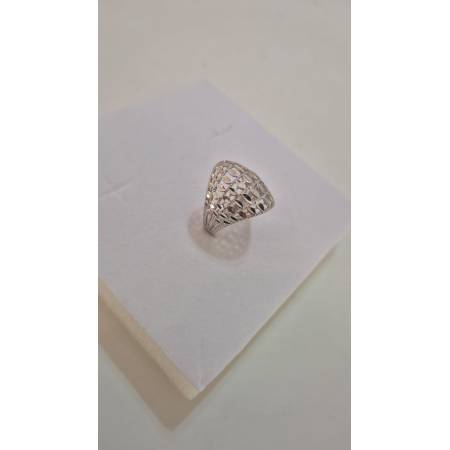 ANELLO Fascia Larga Da Donna In ORO BIANCO 18 Karati 750% Diamantato E Lucido