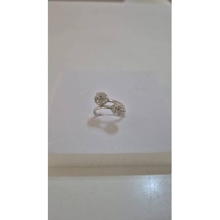 ANELLO Da Donna In ORO BIANCO 18 Karati 750% Con Due Sfere Di Zirconi Bianchi