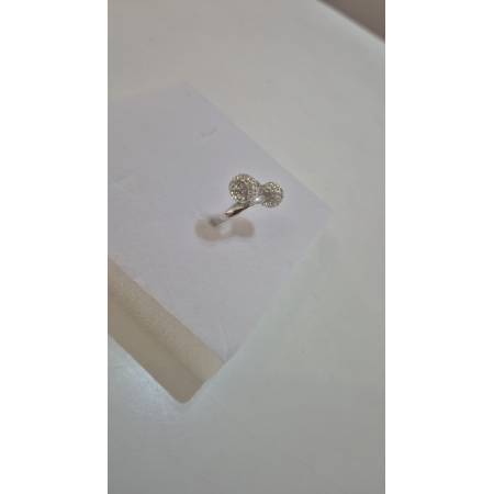 ANELLO Da Donna In ORO BIANCO 18 Karati 750% Con Due Sfere Di Zirconi Bianchi