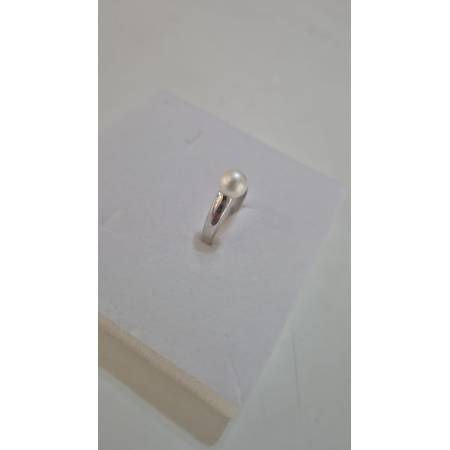 ANELLO Da Donna In ORO BIANCO 18 Karati 750% Con Perla Bianca Acqua Dolce Tonda
