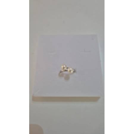 ANELLO Da Donna In ORO BIANCO 18 Karati 750% Con Perle Bianche Acqua Dolce Tonde