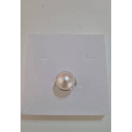 ANELLO Da Donna In ORO BIANCO 18 Karati 750% Con Perla Grande Bianca Acqua Dolce