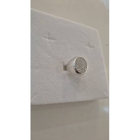ANELLO Donna CHEVALIER Da Mignolo Ovale Pavè Zirconi ORO BIANCO 18 Karati 750%