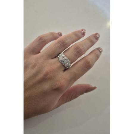 ANELLO Donna Fascia Pavè Con Zirconi Tondi Bianchi In ORO BIANCO 18 Karati 750%