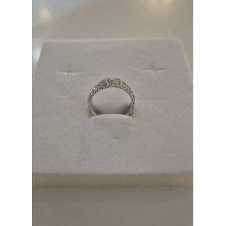 ANELLO Donna Fascia Pavè Con Zirconi Tondi Bianchi In ORO BIANCO 18 Karati 750%