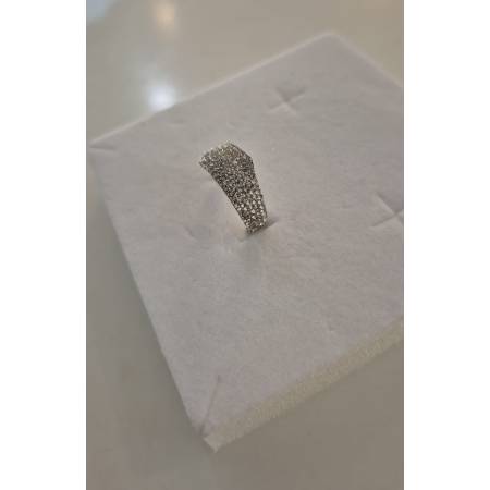 ANELLO Donna Fascia Pavè Con Zirconi Tondi Bianchi In ORO BIANCO 18 Karati 750%