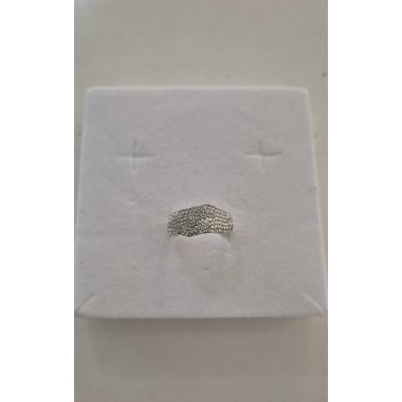 ANELLO Donna Fascia Pavè Con Zirconi Tondi Bianchi In ORO BIANCO 18 Karati 750%