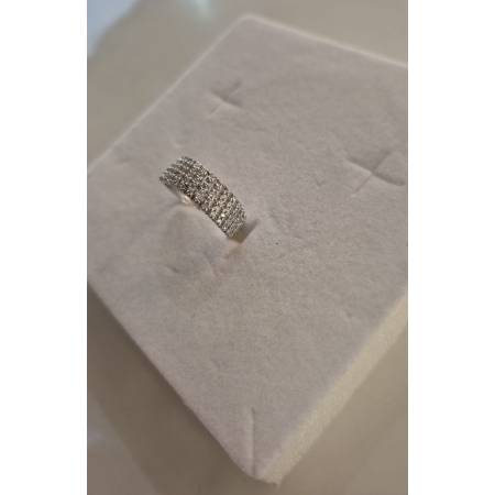ANELLO Da Donna A Fascia Mezza Veretta Pavè Zirconi In ORO BIANCO 18 Karati 750%