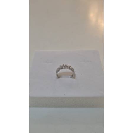 ANELLO Da Donna A Fascia Mezza Veretta Pavè Zirconi In ORO BIANCO 18 Karati 750%