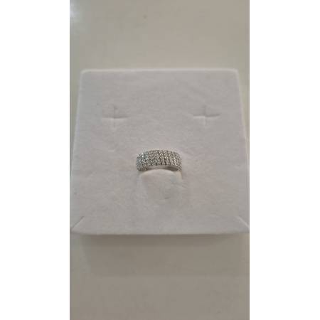 ANELLO Da Donna A Fascia Mezza Veretta Pavè Zirconi In ORO BIANCO 18 Karati 750%