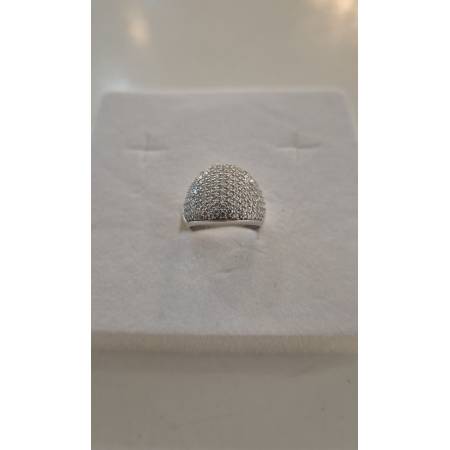 ANELLO Da Donna A Fascia Larga Pavè Zirconi Tondi In ORO BIANCO 18 Karati 750%