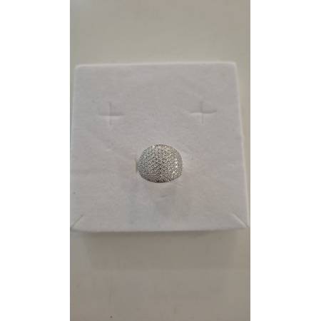 ANELLO Da Donna A Fascia Larga Pavè Zirconi Tondi In ORO BIANCO 18 Karati 750%