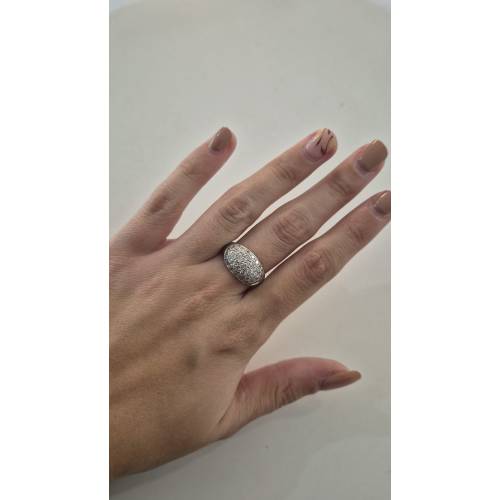 ANELLO Da Donna A Fascia Larga Pavè...