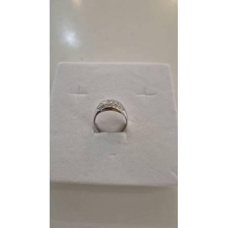 ANELLO Da Donna A Fascia Larga Pavè Zirconi Tondi In ORO BIANCO 18 Karati 750%