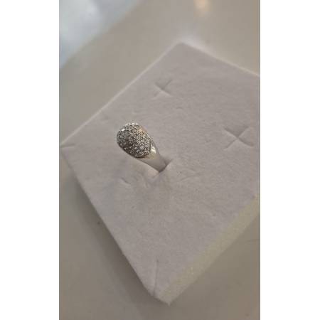 ANELLO Da Donna A Fascia Larga Pavè Zirconi Tondi In ORO BIANCO 18 Karati 750%