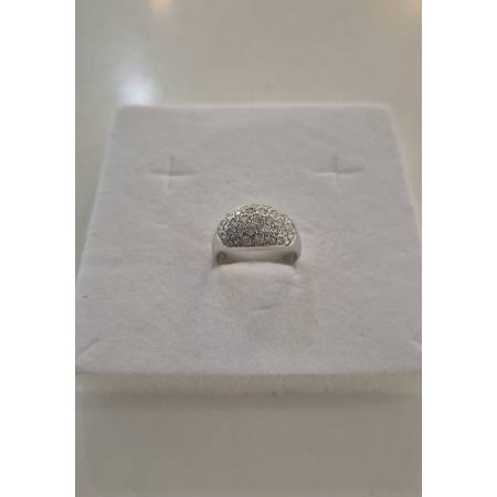 ANELLO Da Donna A Fascia Larga Pavè Zirconi Tondi In ORO BIANCO 18 Karati 750%