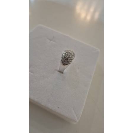 ANELLO Da Donna A Fascia Larga Pavè Zirconi Tondi In ORO BIANCO 18 Karati 750%