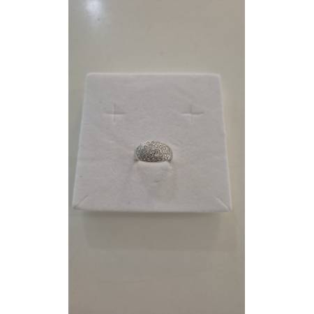 ANELLO Da Donna A Fascia Larga Pavè Zirconi Tondi In ORO BIANCO 18 Karati 750%