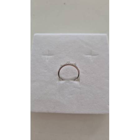 ANELLO Da Donna CORONA Pavè Zirconi Tondi Bianchi In ORO BIANCO 18 Karati 750%