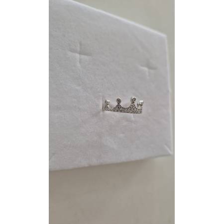 ANELLO Da Donna CORONA Pavè Zirconi Tondi Bianchi In ORO BIANCO 18 Karati 750%