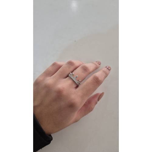ANELLO Da Donna CORONA Pavè Zirconi...