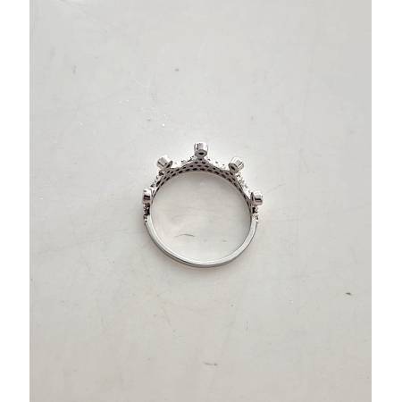 ANELLO Da Donna CORONA Pavè Zirconi Tondi Bianchi In ORO BIANCO 18 Karati 750%