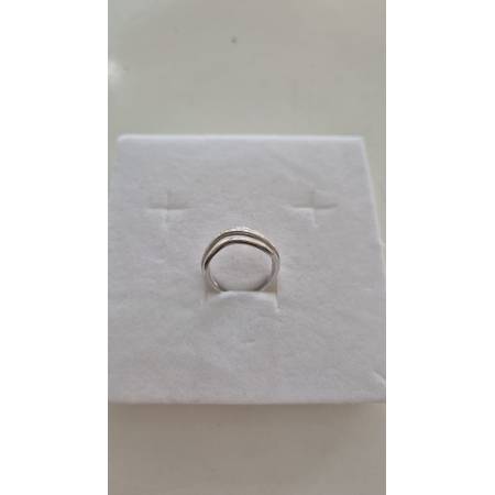 ANELLO Da Donna Fascione A Fili Lisci E Sfaccettati In ORO BIANCO 18 Karati 750%