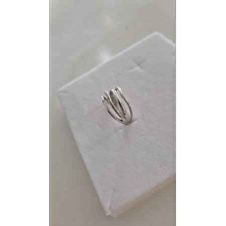 ANELLO Da Donna Fascione A Fili Lisci E Sfaccettati In ORO BIANCO 18 Karati 750%