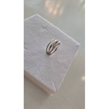 ANELLO Da Donna Fascione A Fili Lisci E Sfaccettati In ORO BIANCO 18 Karati 750%