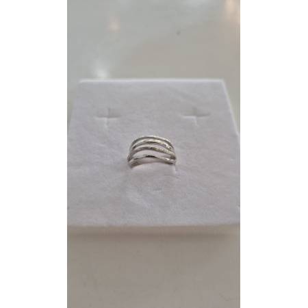 ANELLO Da Donna Fascione A Fili Lisci E Sfaccettati In ORO BIANCO 18 Karati 750%