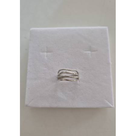 ANELLO Da Donna Fascione A Fili Lisci E Sfaccettati In ORO BIANCO 18 Karati 750%