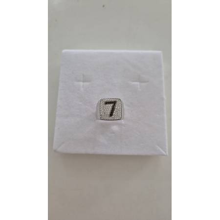 ANELLO Donna Con Numero 7 Squadrato Zirconi Bianchi In ORO BIANCO 18 Karati 750%
