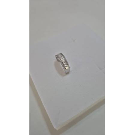ANELLO Da Donna A Fascia Mezza Veretta Di Zirconi In ORO BIANCO 18 Karati 750%