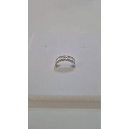 ANELLO Da Donna A Fascia Mezza Veretta Di Zirconi In ORO BIANCO 18 Karati 750%